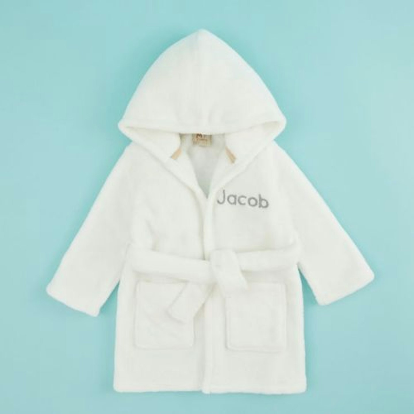 Personalised Ivory Hooded Fleece Robe