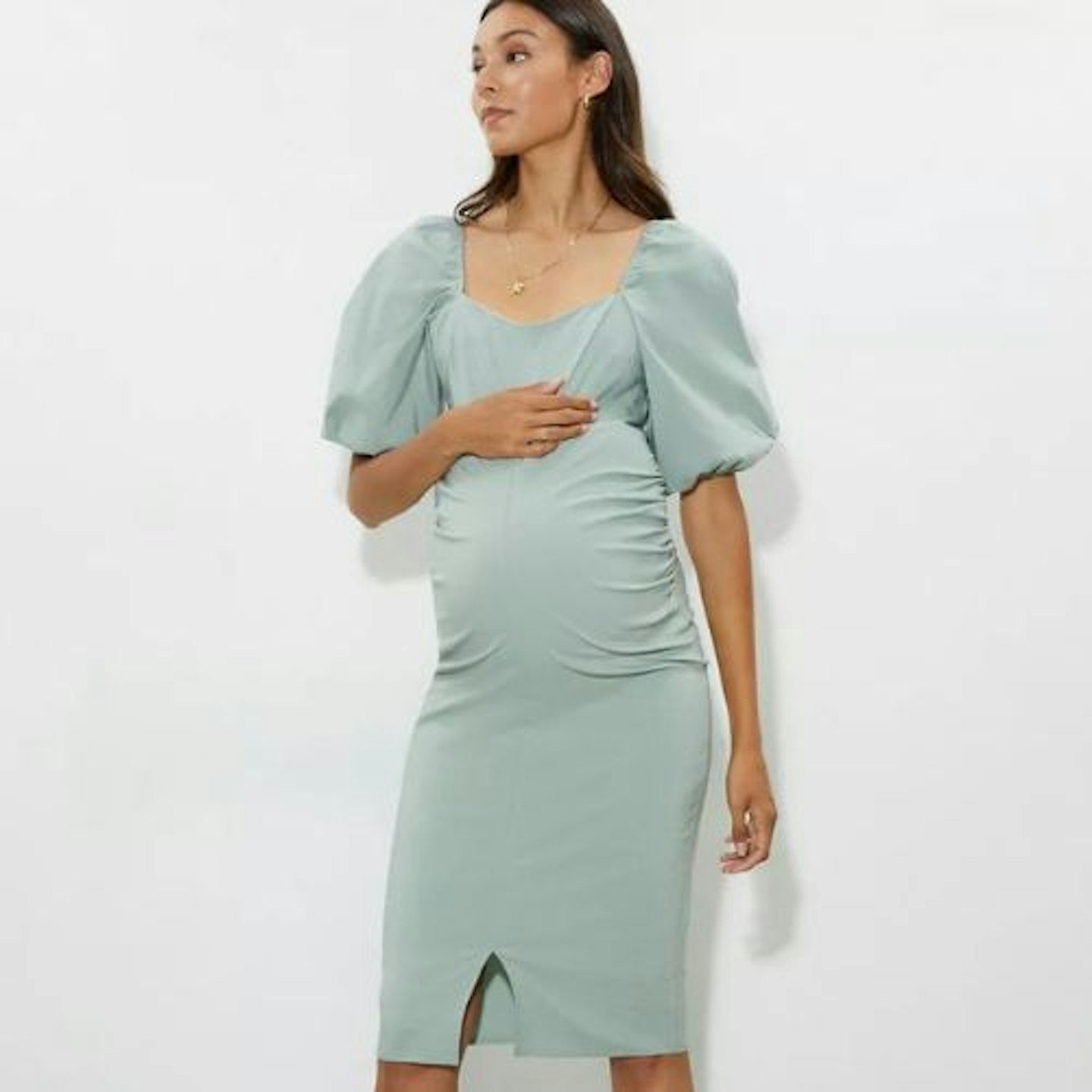 Dorothy Perkins Maternity Blue Puff Sleeve Midi Dress