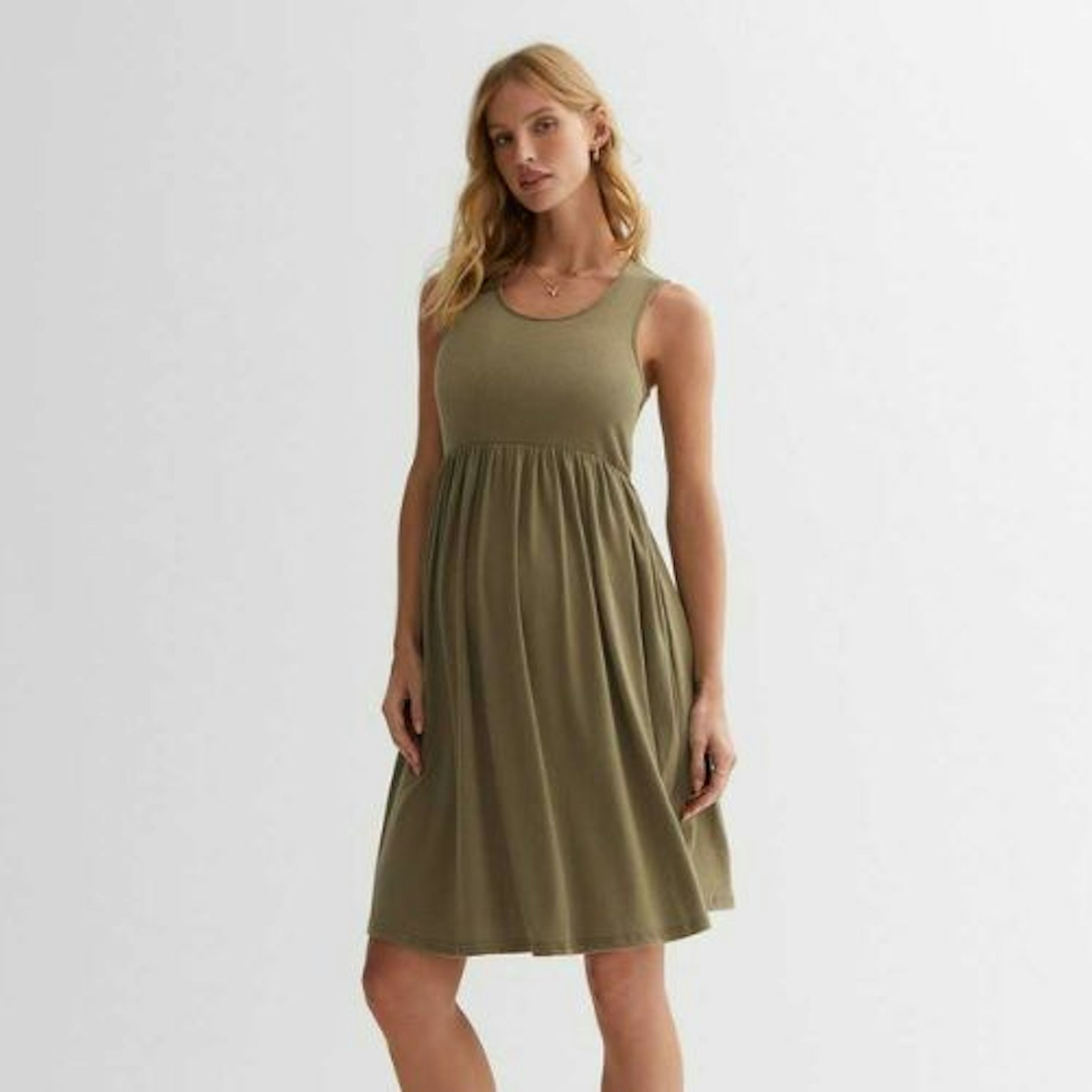 New Look Maternity Khaki Sleeveless Smock Mini Dress