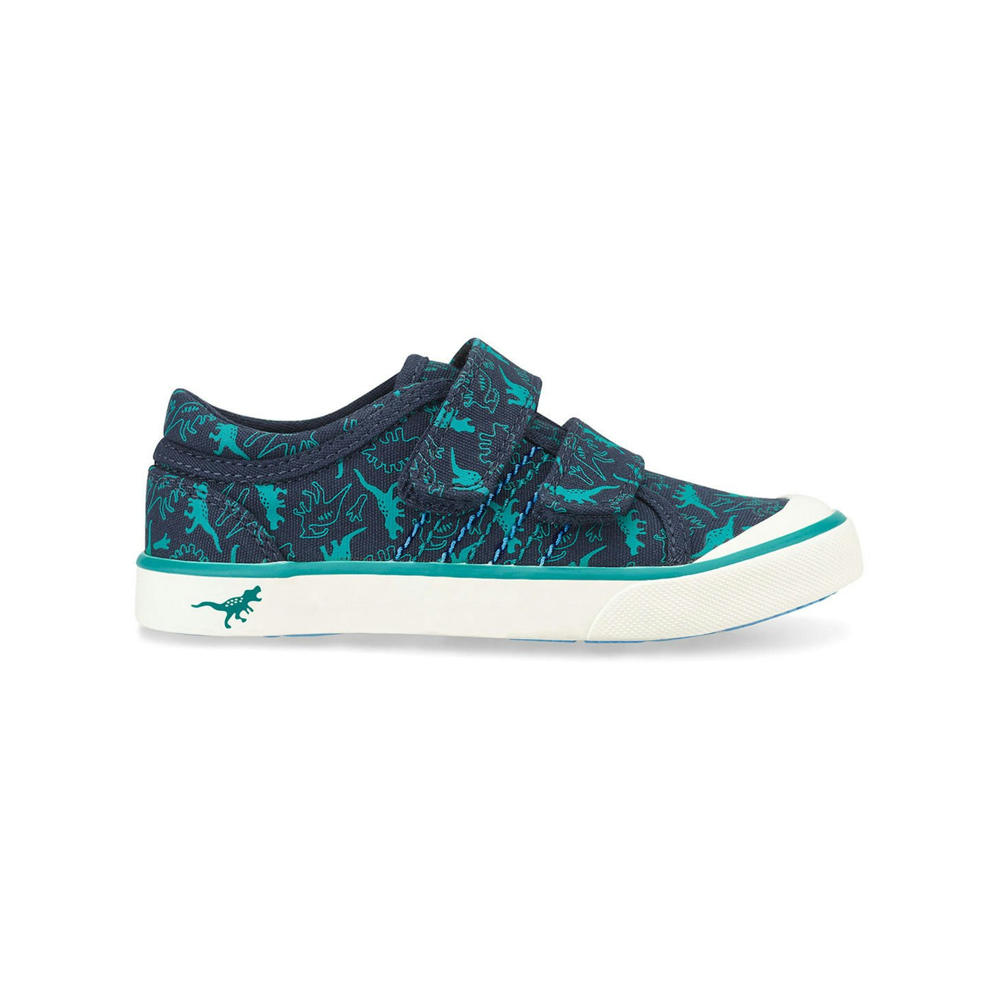Navy blue dino print canvas shoes baby's first shoes
