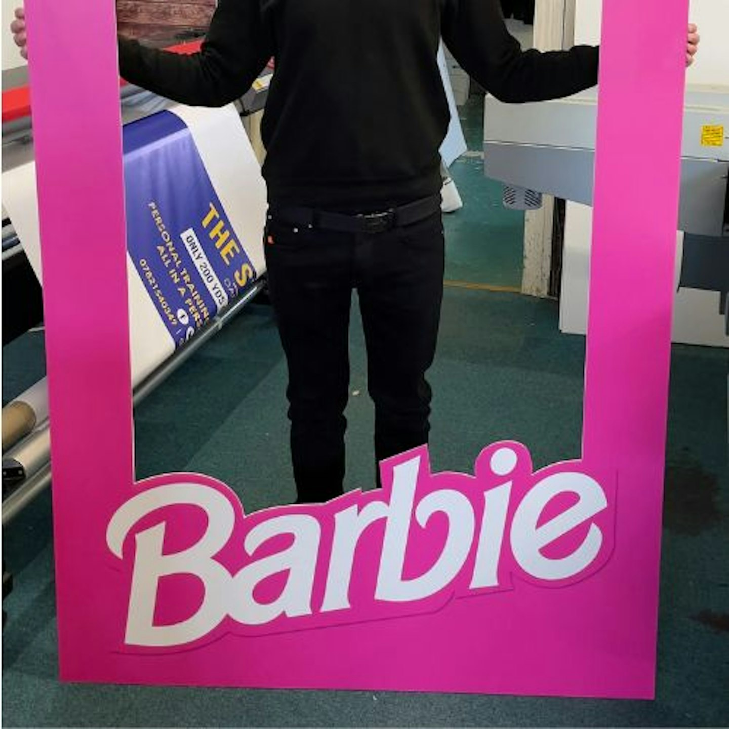 Barbie cut out prop selfie sign