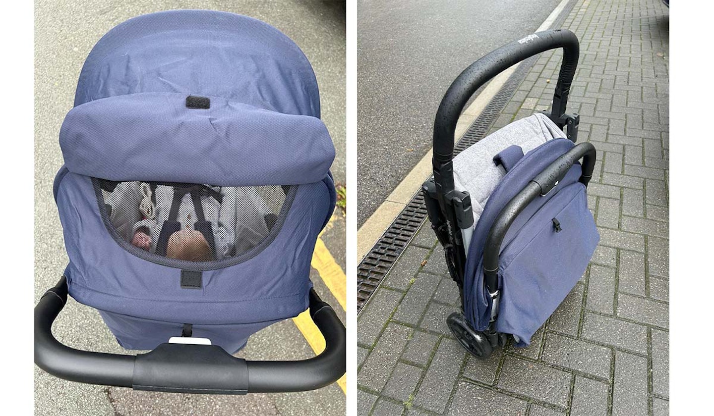 Inglesina Quid² stroller folded standing and ventilation