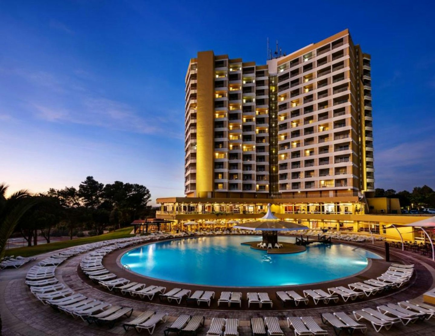 The Pestana Delfim hotel, Portugal, with the swimming pool in front