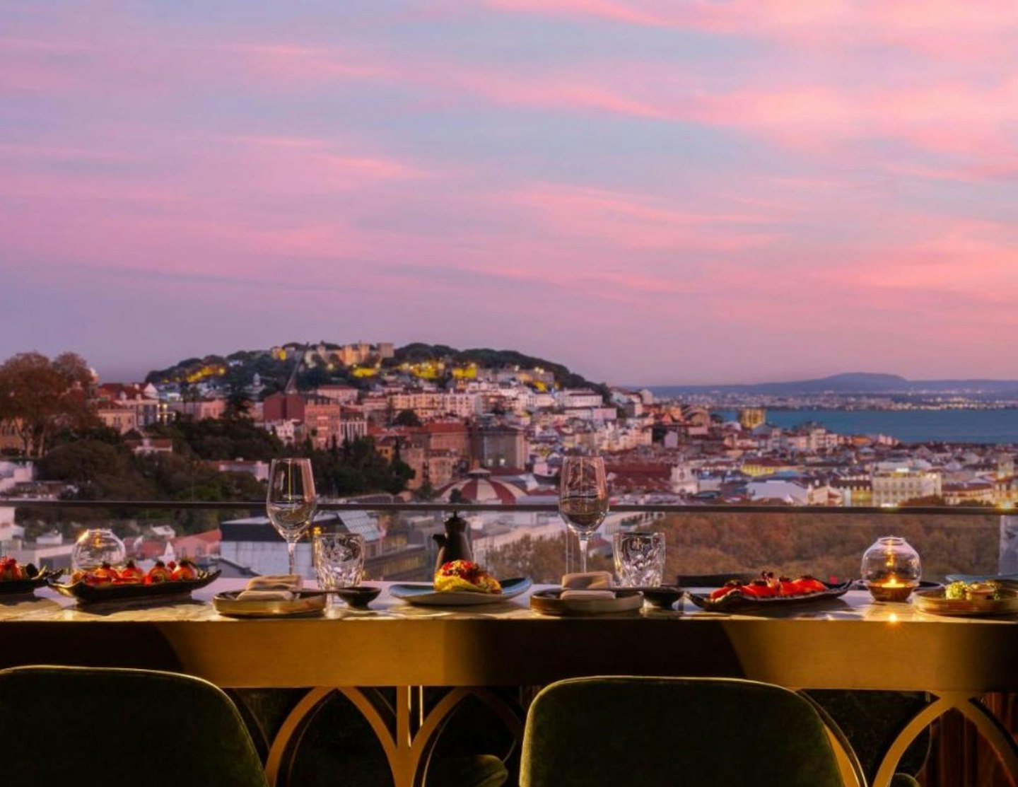 A view of the hills of Lisbon from the restaurant at the Tivoli Avenida Liberdada hotel, Portugal