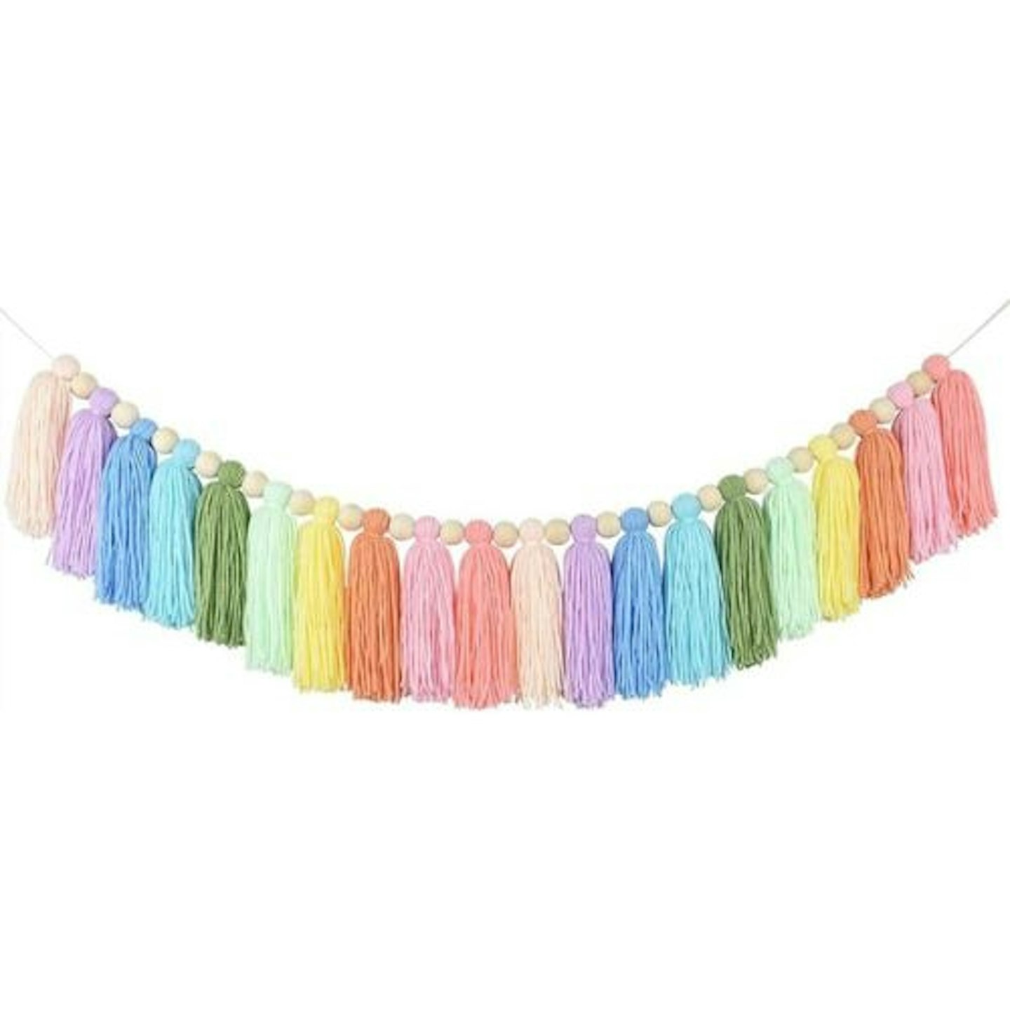 Best rainbow nursery decor MOSSUO Pastel Rainbow Tassel Garland