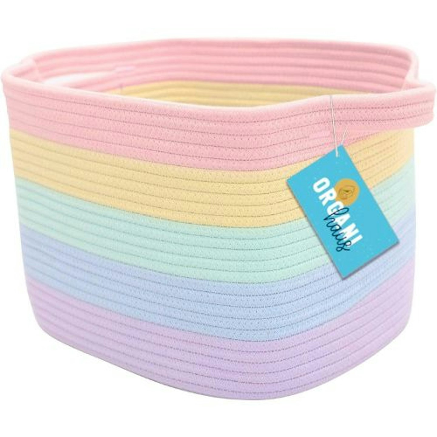 Best rainbow nursery decor OrganiHaus Rainbow Blanket Basket