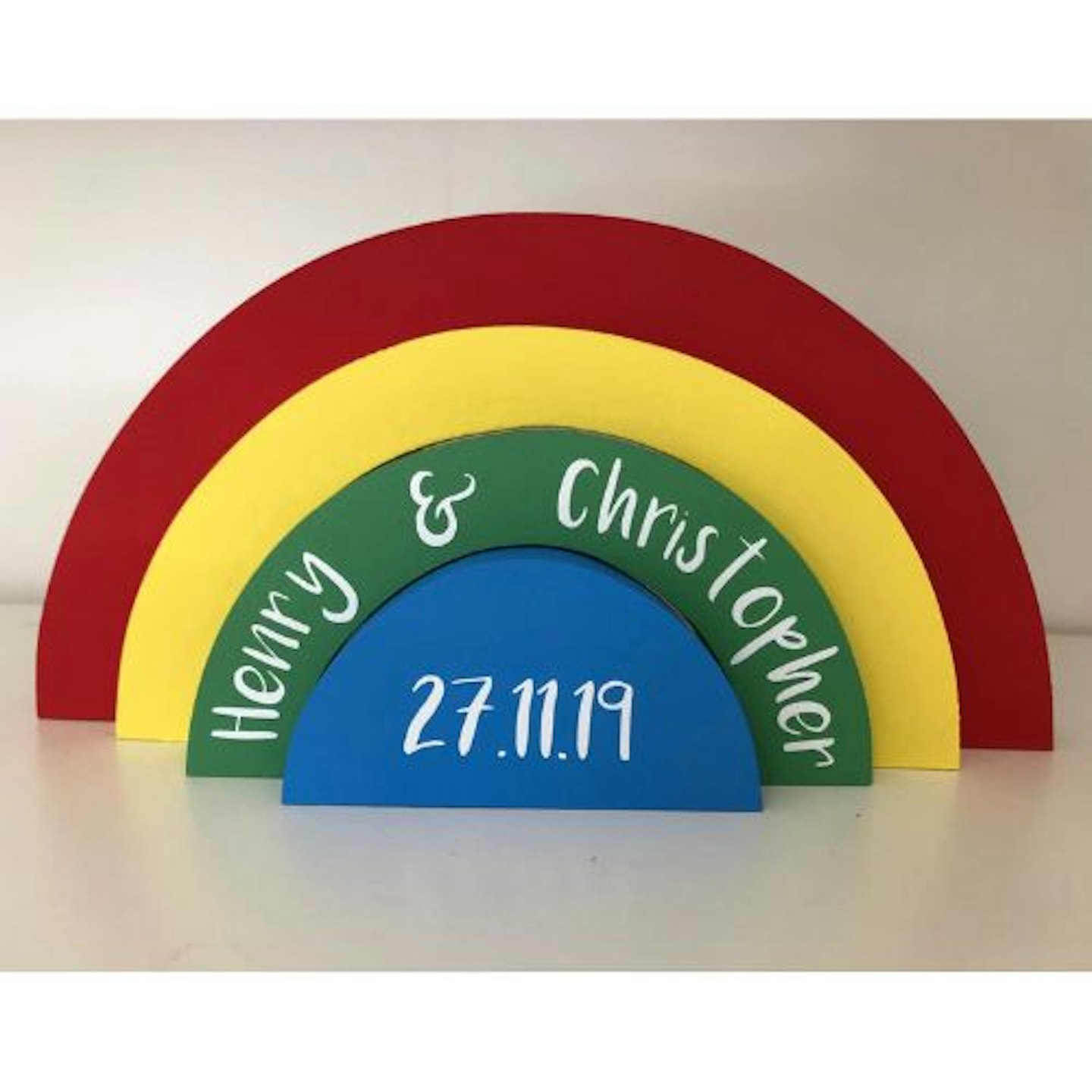 Best rainbow nursery decor Personalised Wooden Stacking Rainbow