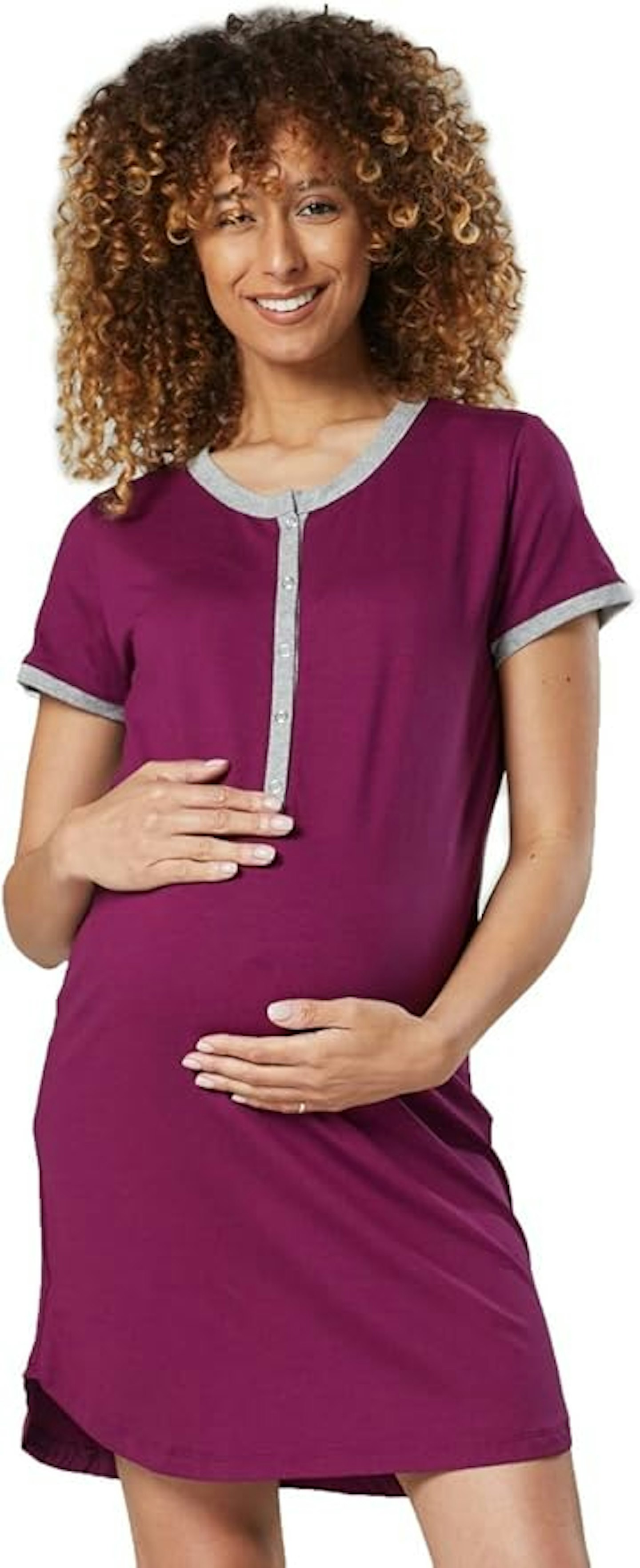 HAPPY MAMA Women's Maternity Nursing Cut Out Nightshirt