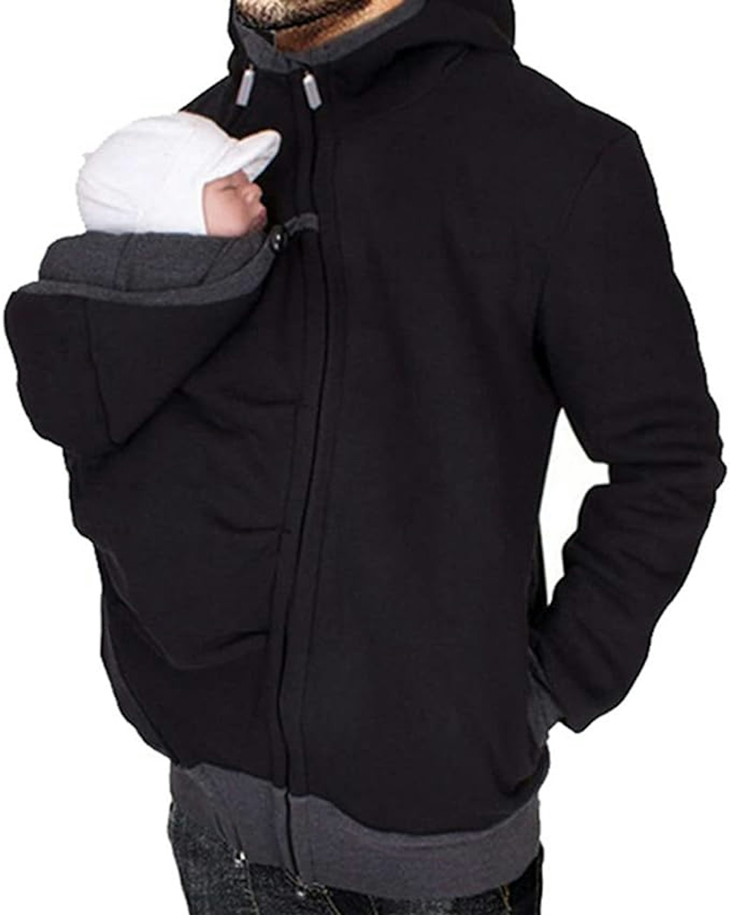 baby wearing hoodie