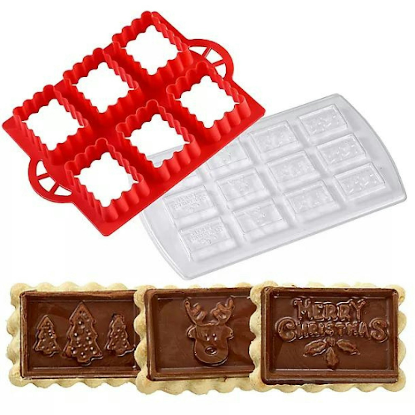 Christmas cookie cutters chocolate biscuits