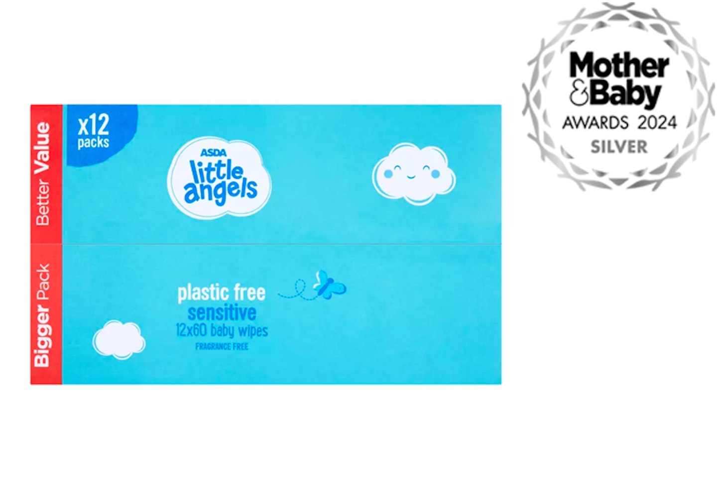 ASDA Little Angels Plastic Free Sensitive 60 Baby Wipes