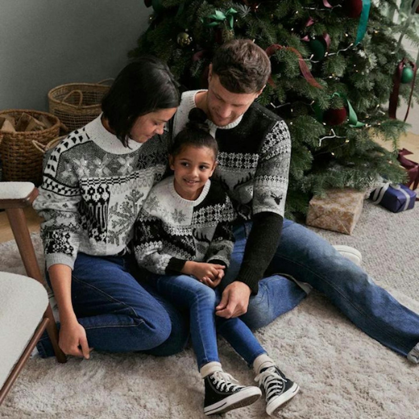 Christmas jumpers for the family monochrome