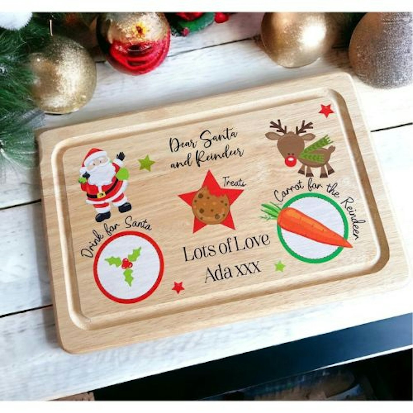 Best Santa plates for Christmas Eve Personalised Christmas Eve Santa Treat Wooden Board