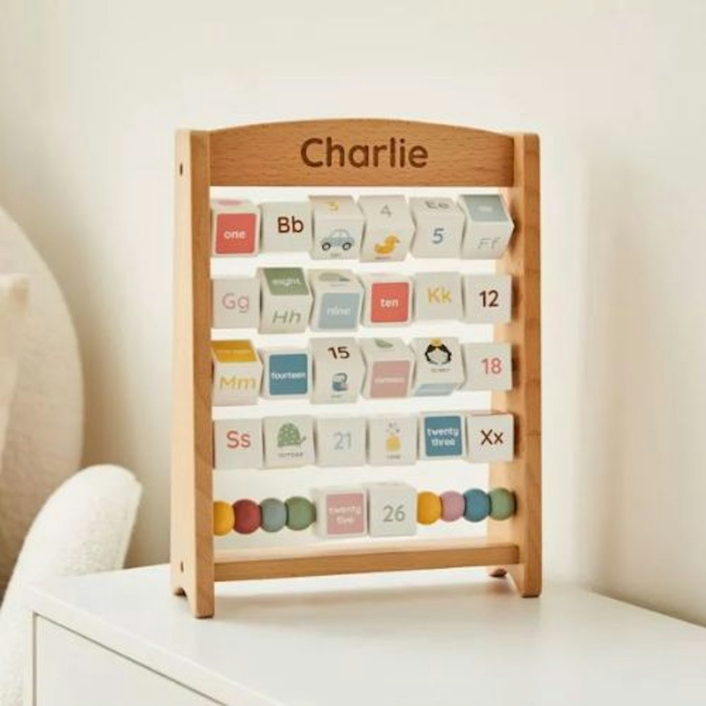 Best first birthday gifts Personalised Wooden Alphabet Abacus Toy
