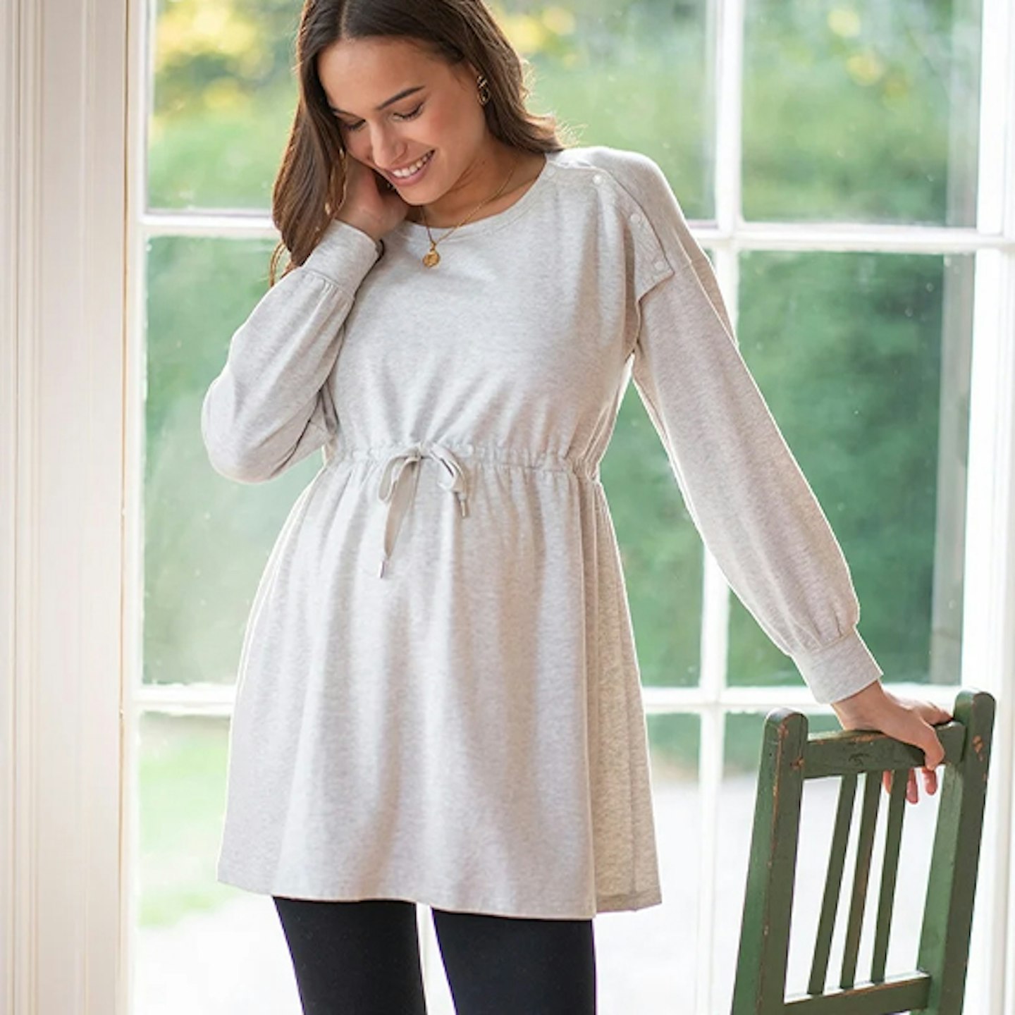 Seraphine Grey Marl Sweatshirt Maternity & Nursing Tunic