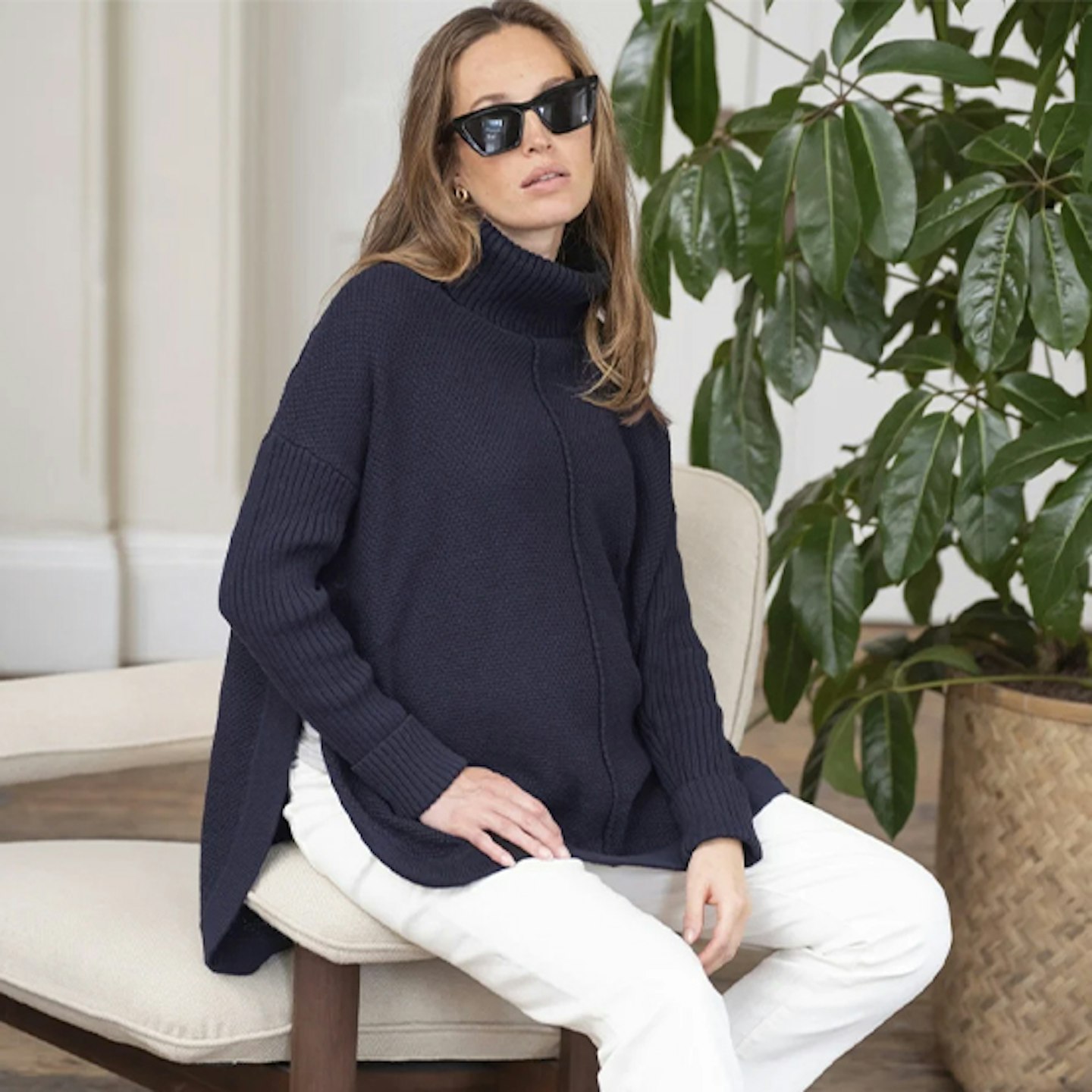 Seraphine Navy Cotton Cape-Style Maternity Jumper