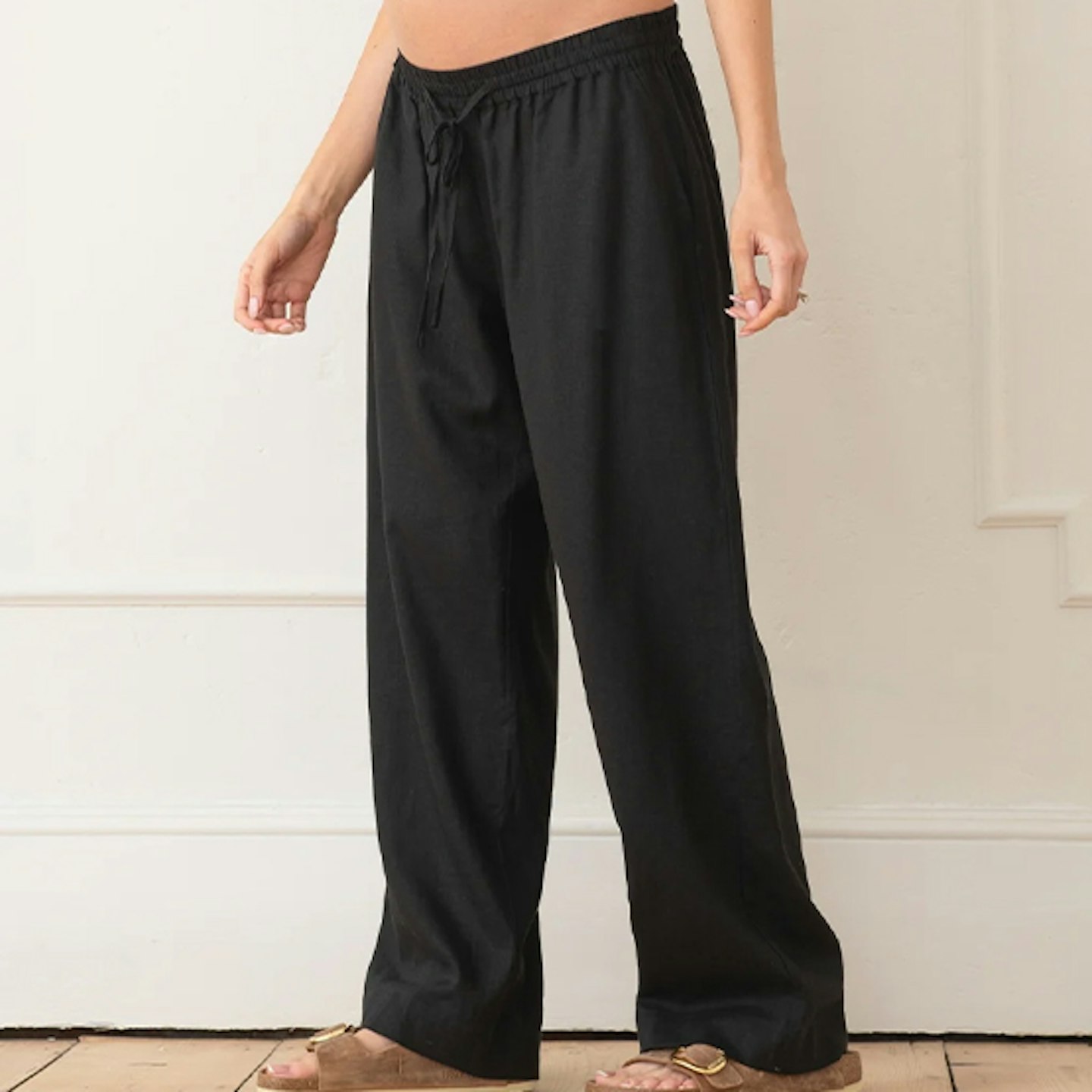 Seraphine Wide-Leg Linen-Blend Under Bump Maternity Trousers