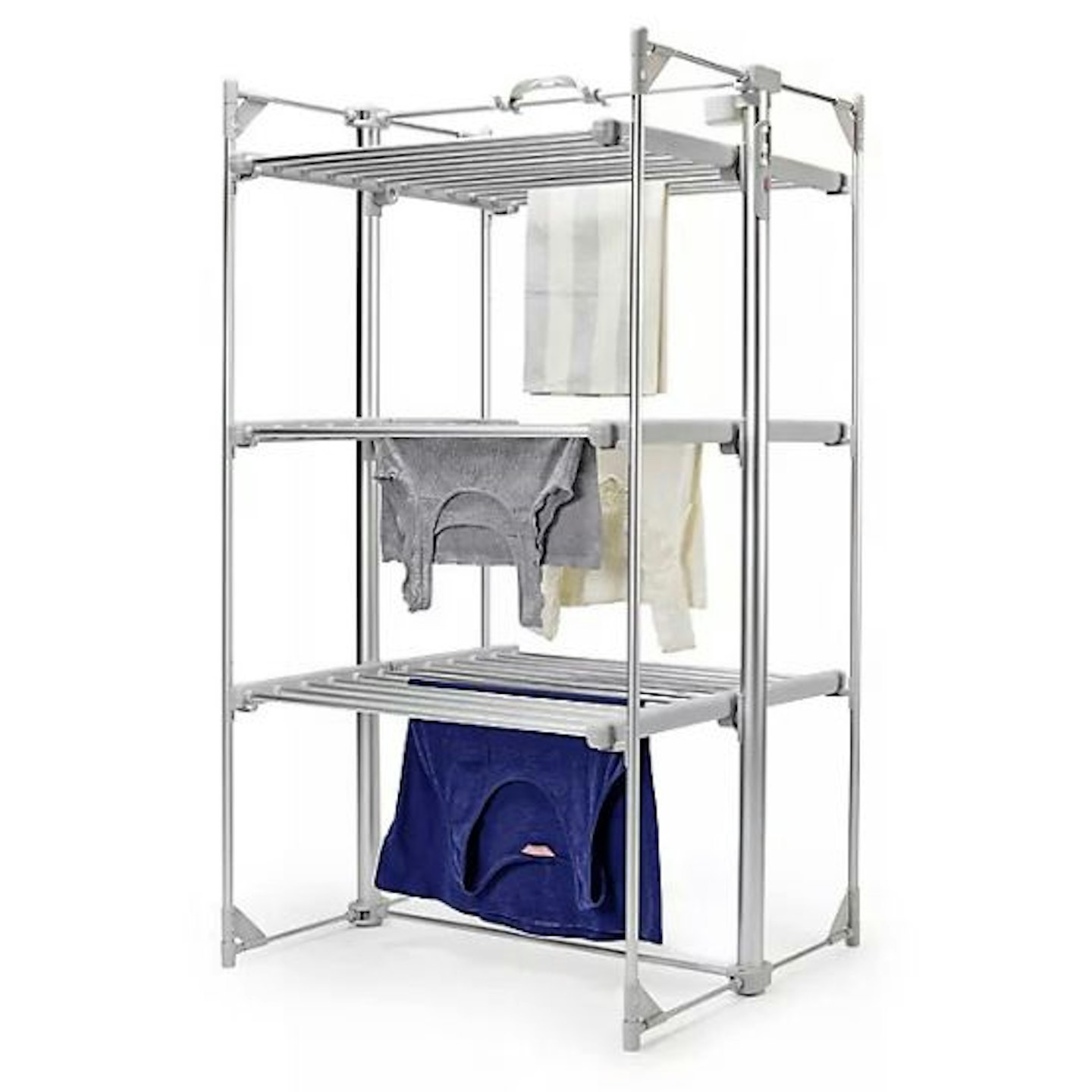 A dry:soon heated airer with a selection of clothes drying