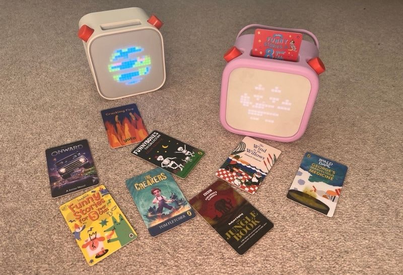 Two Yoto players and a selection of Yoto Cards