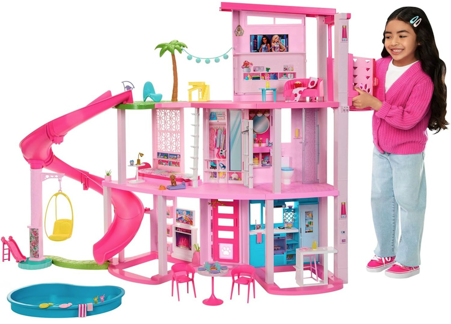 Barbie Dreamhouse, 3-Storey Barbie House with 10 Play Areas