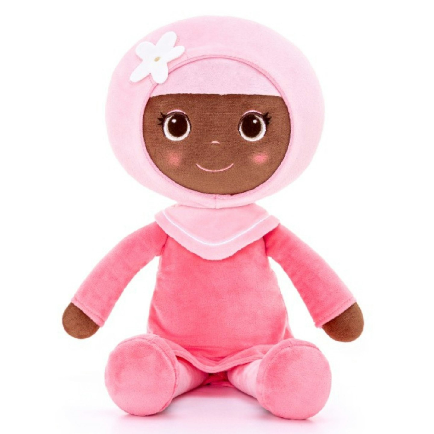 Little pink plush doll wearing a pink hijab