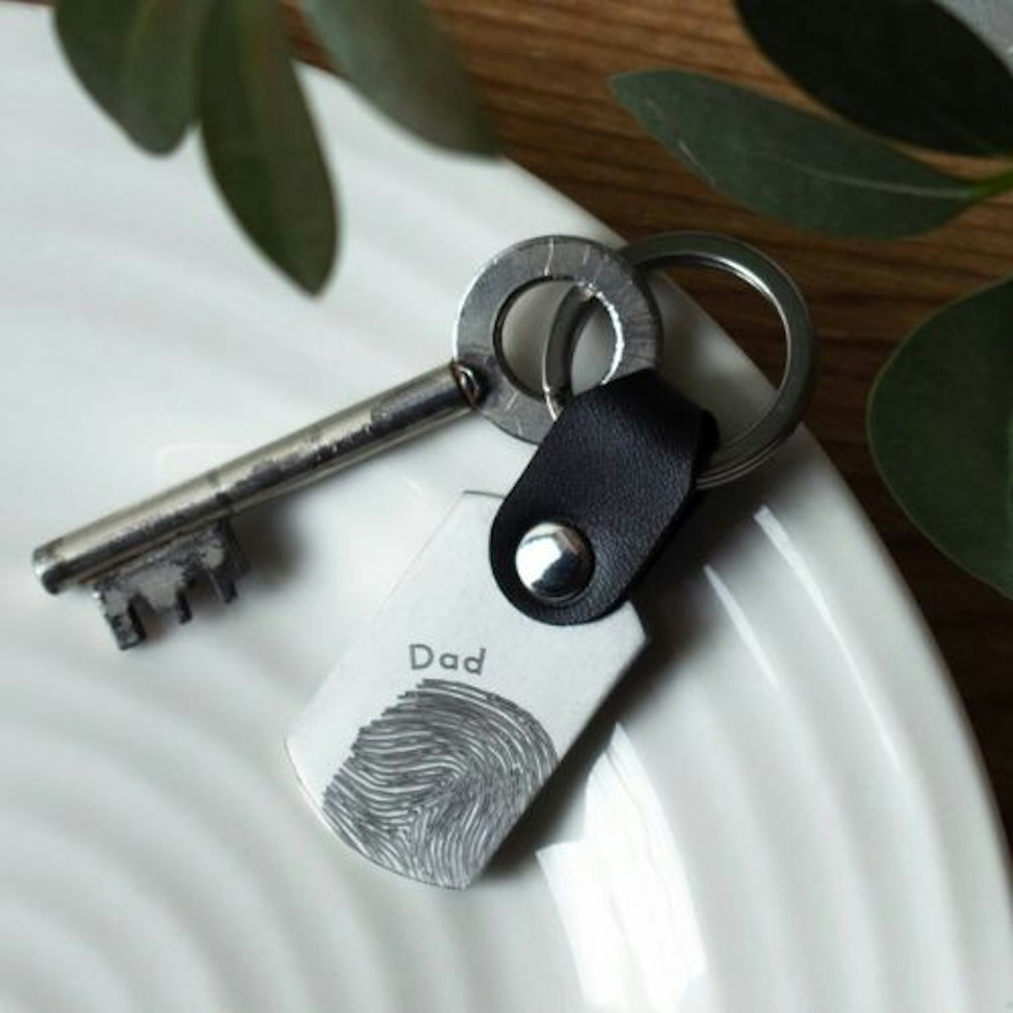 Best Not On The High Street Gifts Fingerprint Steel And Leather Keyring