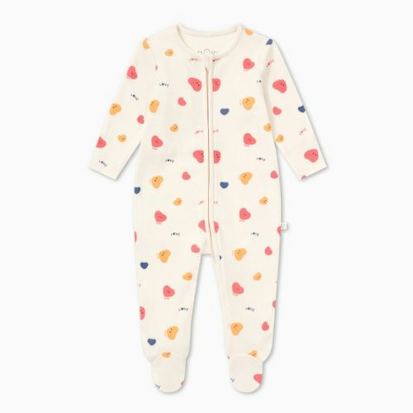 Best Baby MORI clothing Heart Print Clever Zip Sleepsuit