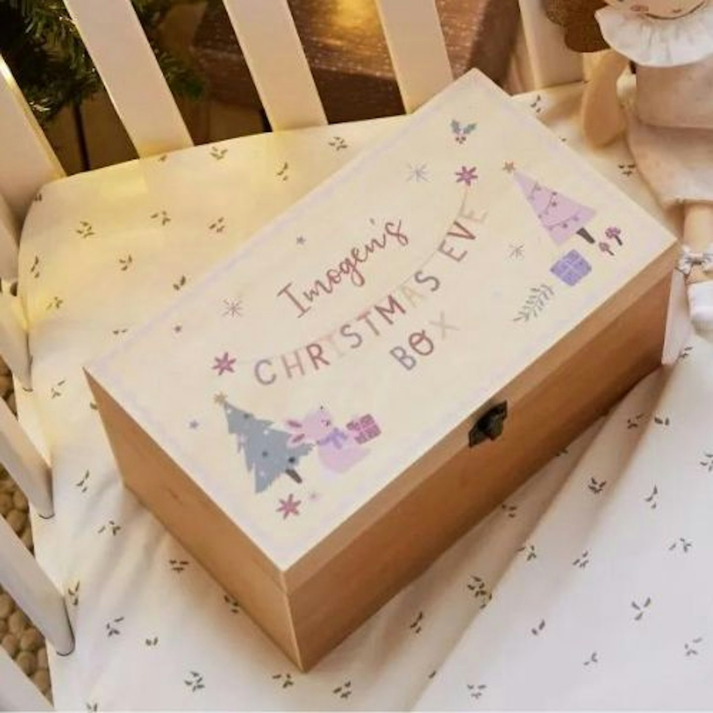 Best Christmas Eve box Personalised Pink Woodland Christmas Eve Box