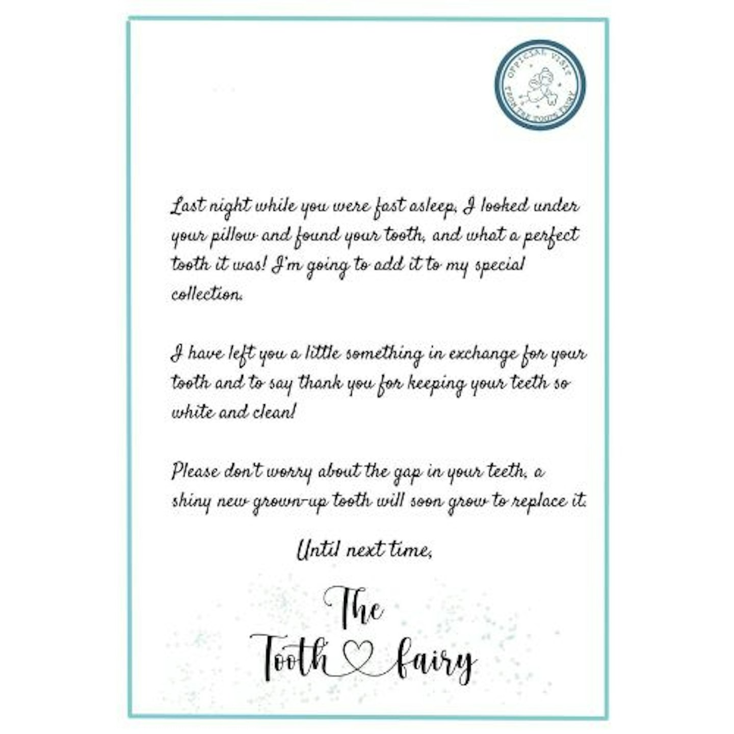 Best tooth fairy letter Tooth Fairy Letter