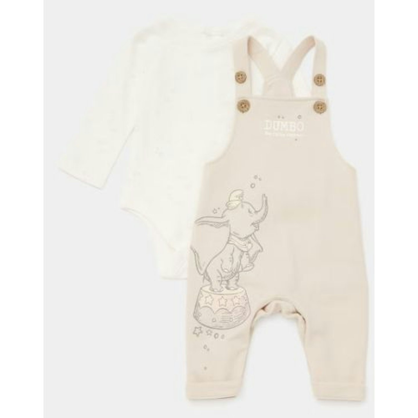 Best Disney clothes for baby Baby White Disney Dumbo Dungarees &. Bodysuit Set