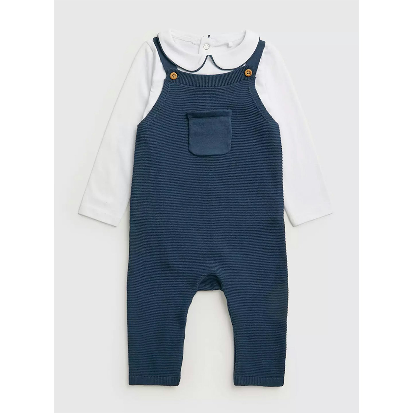 Navy Knitted Dungarees & White Bodysuit