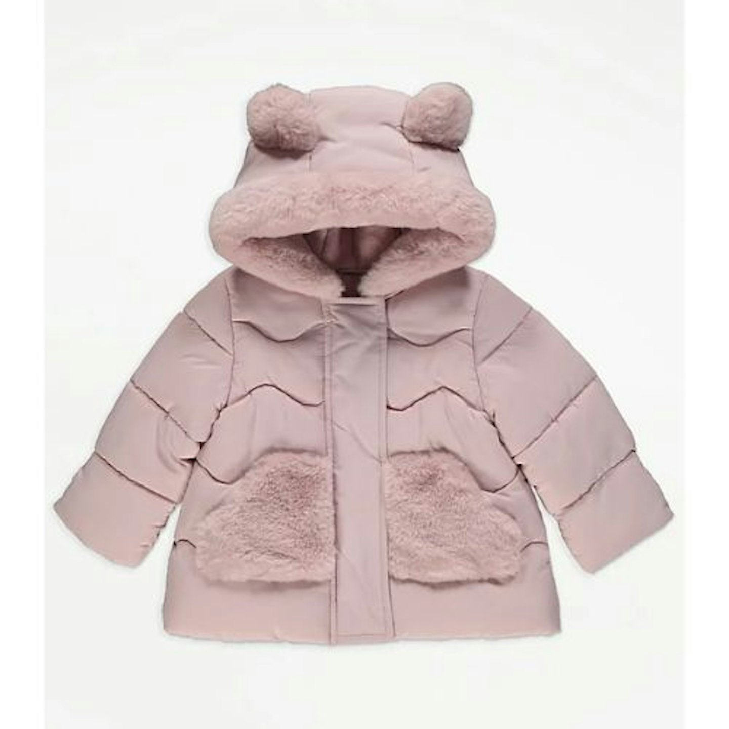 Best toddler winter coats Pink Faux Fur Padded Teddy Coat