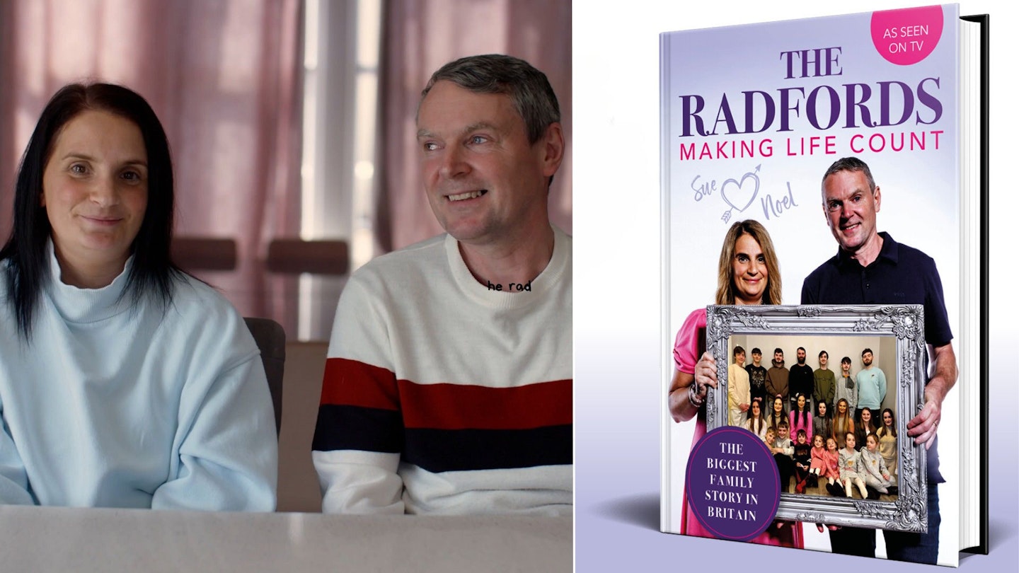 Sue Radford and Noel Radford with the Radford Family book