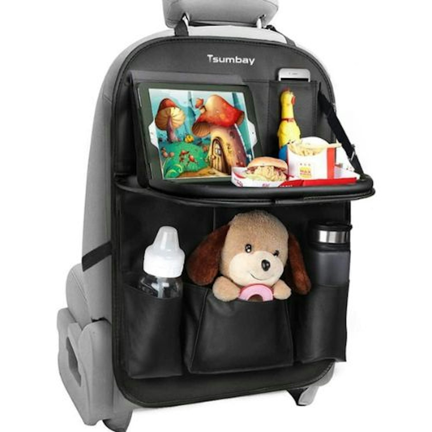 Cabin Crew Kids Back Seat Organiser with Tray Black