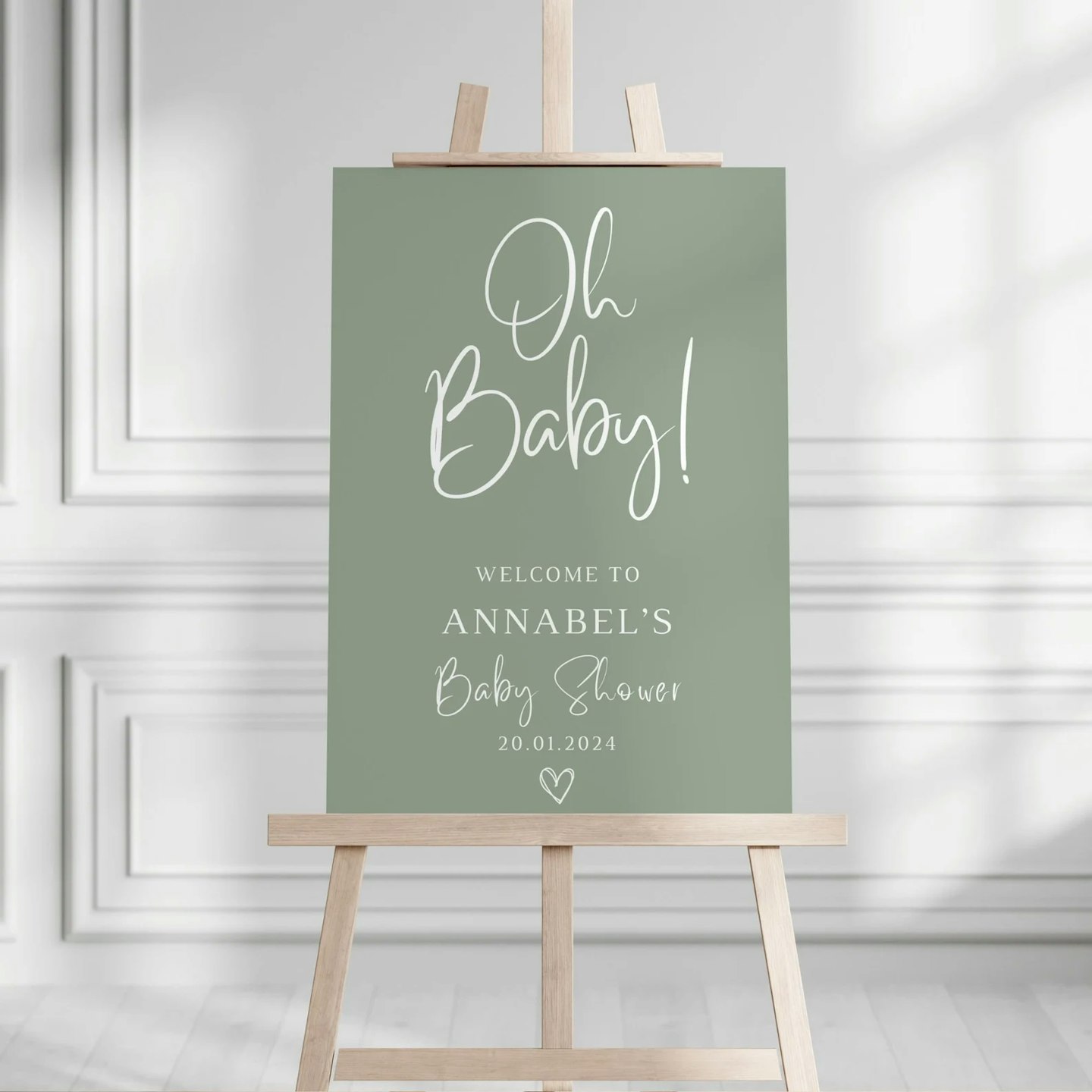 sage baby shower welcome sign 