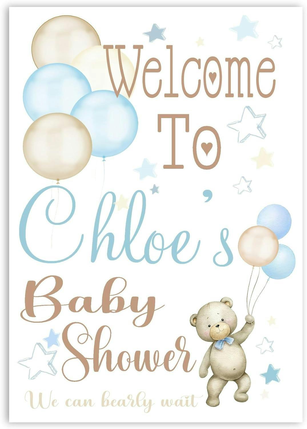 Personalised Baby Shower Sign Poster – Flowers Theme – Any Name – A1 A2 A3 A4 Sizes By MADVINYL