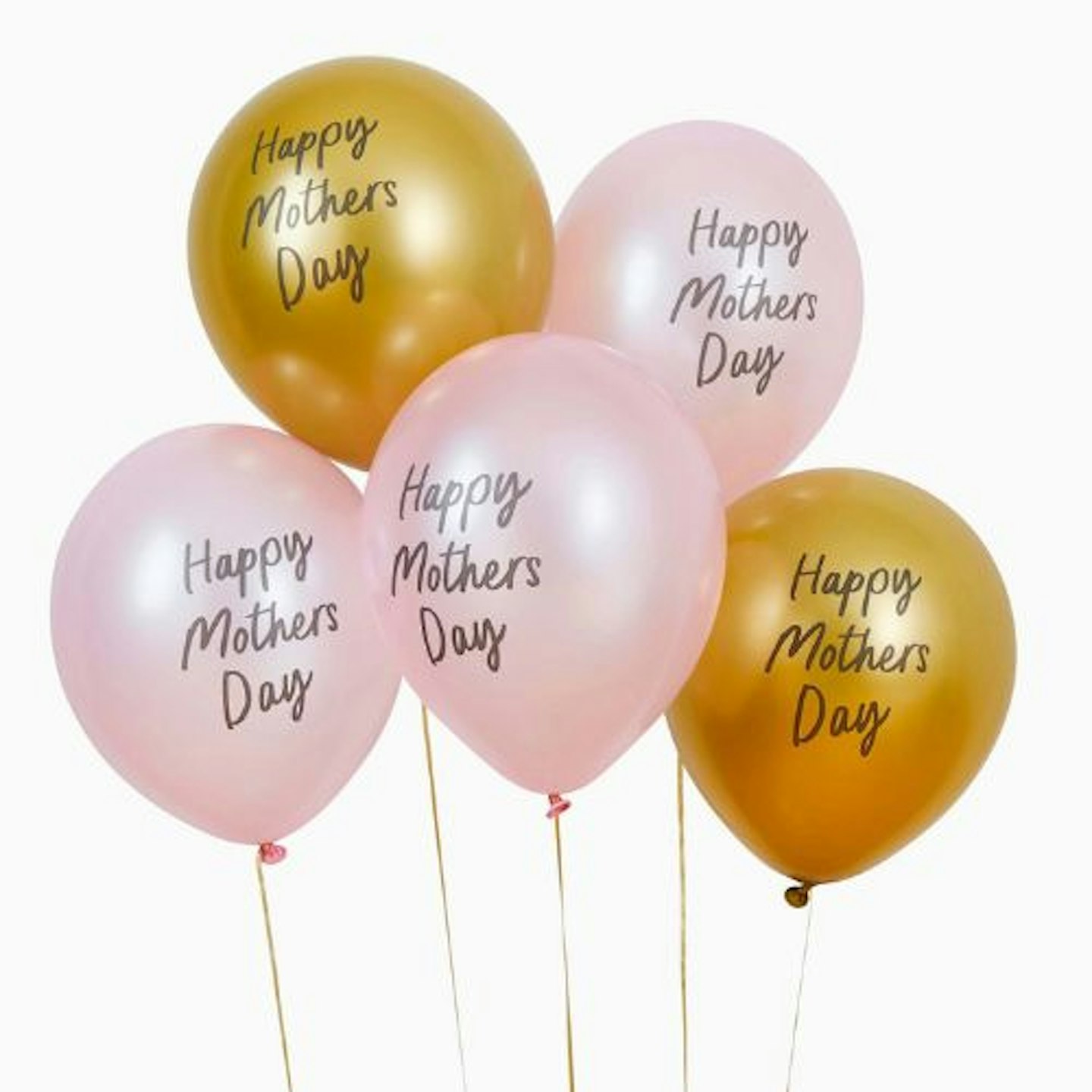 5 Pack Gold and Pink Happy Mother's Day Balloons