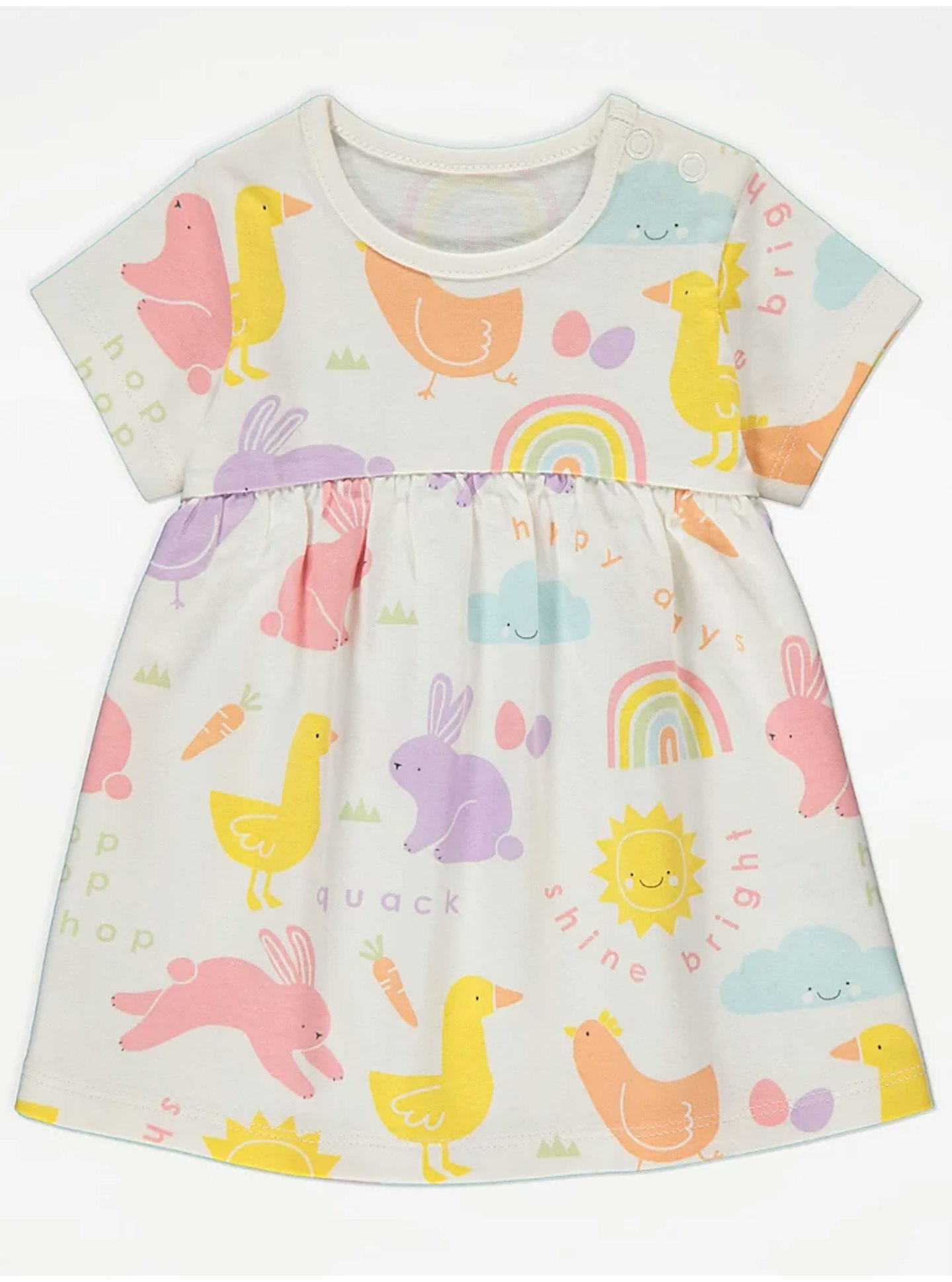 Cream Colourful Rainbow Easter Bunny Dress