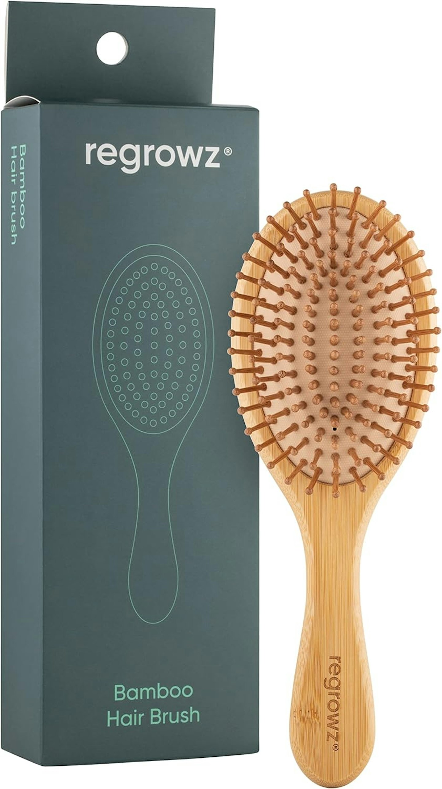 Regrowz Bamboo Paddle Hairbrush with Round Bristles