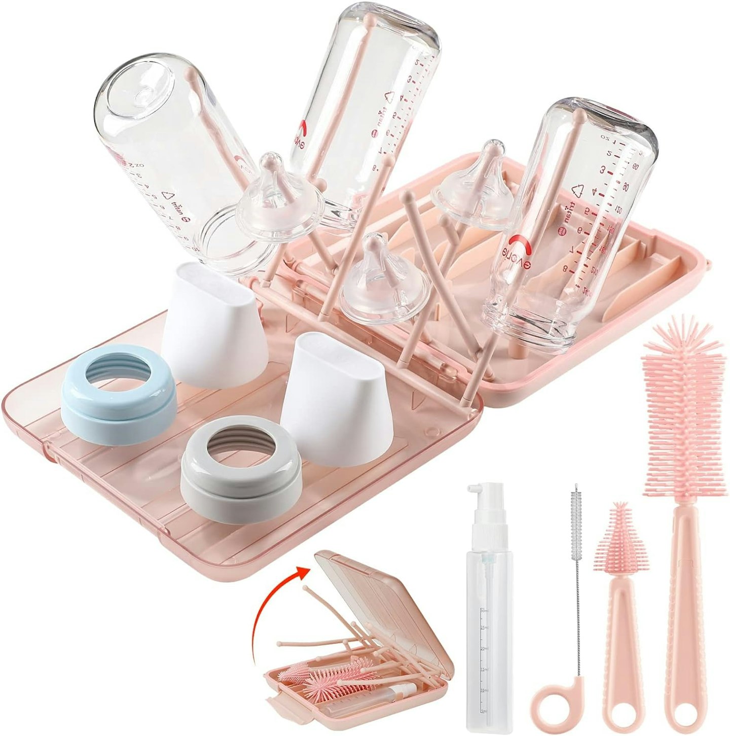 6 in 1 Baby Bottle Cleaner Kit with Drying Rack