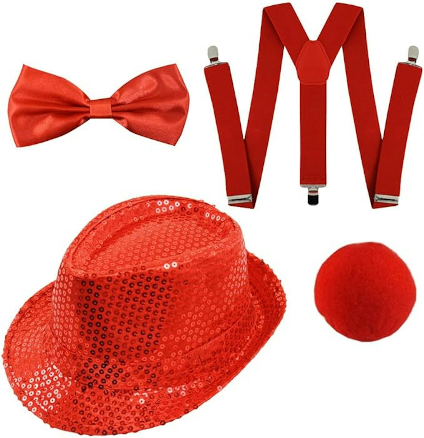 4 PIECE RED NOSE FANCY DRESS COSTUME