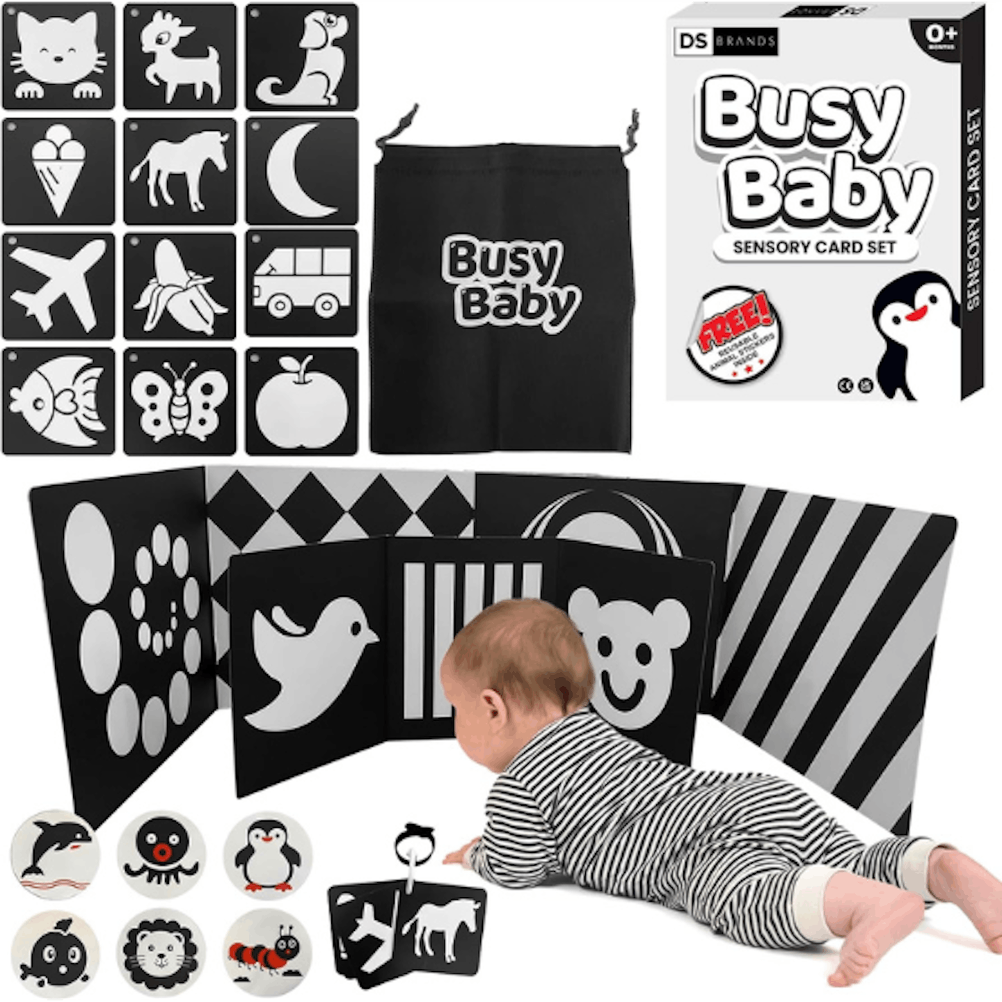 Busy baby sensory card set