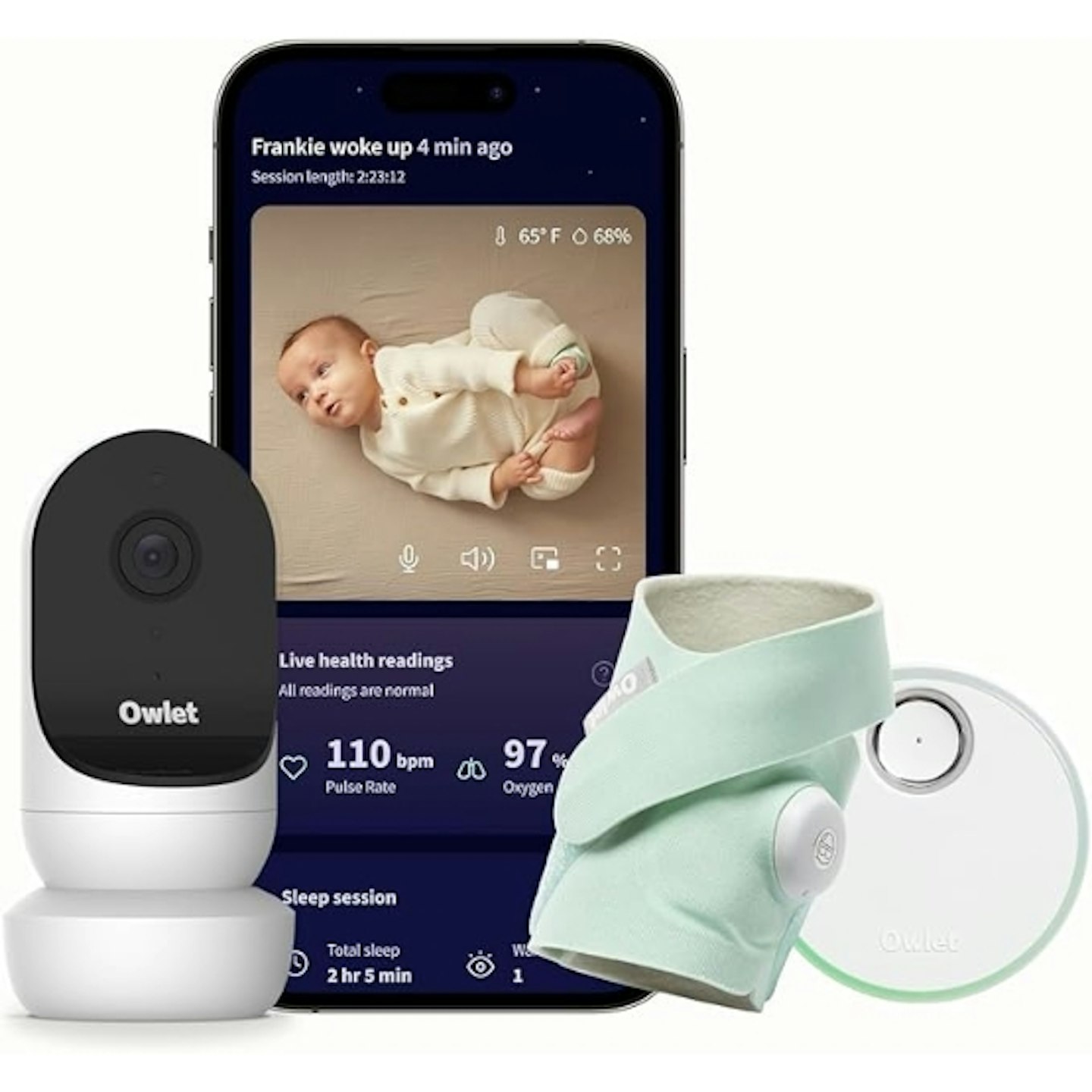 Owlet® Dream Bundle 2 Smart Baby Monitor: Dream Sock® and Owlet Cam 2