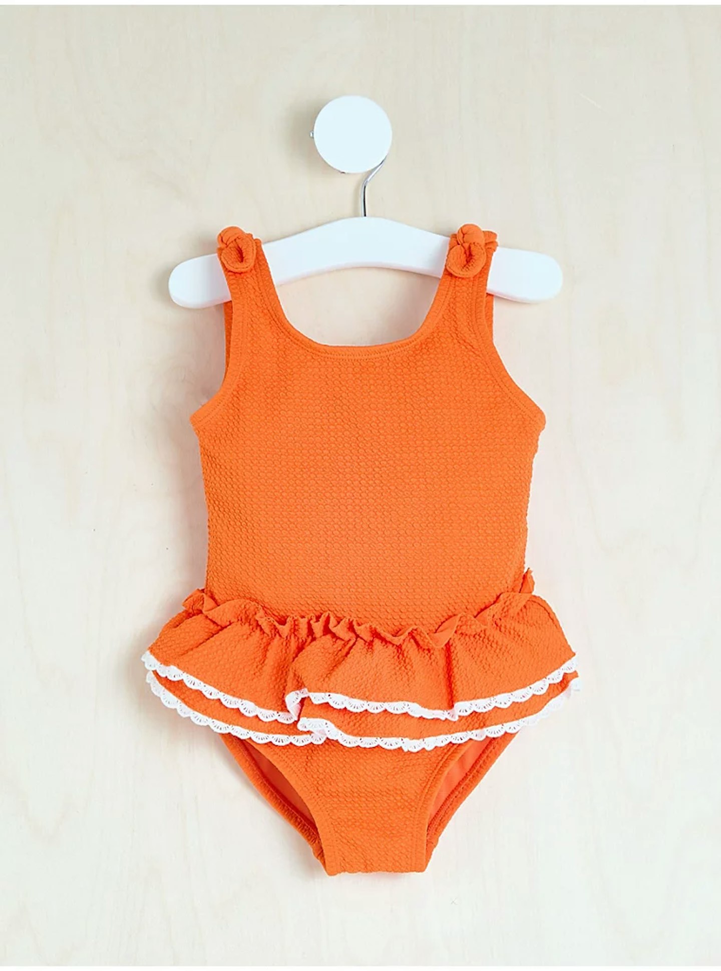 Billie Faiers Bright Orange Frill Crinkle Swimsuit