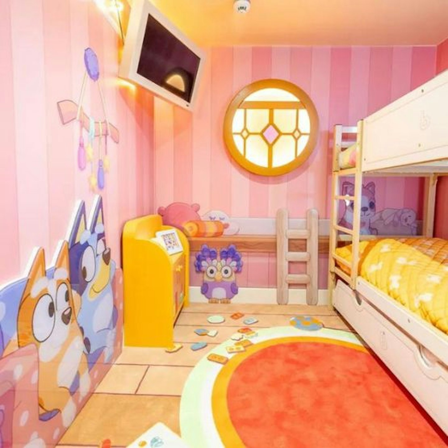 Bluey themed hotel bedroom at CBeebies Land, Alton Towers