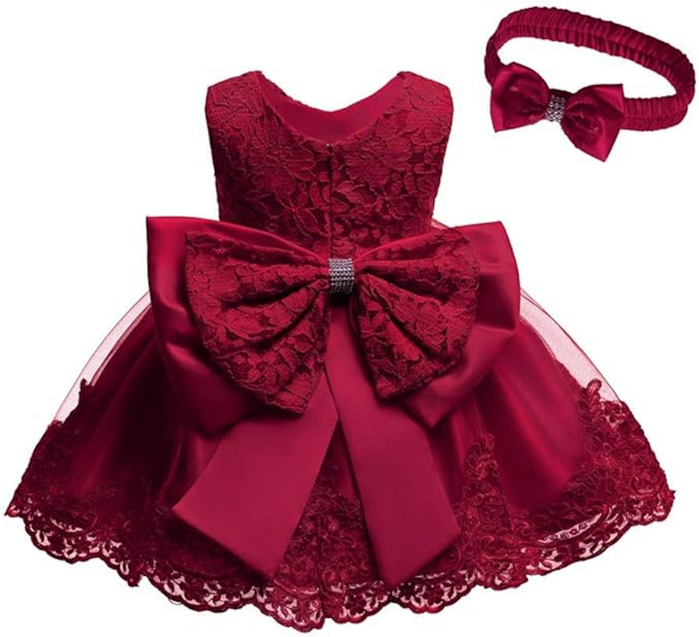 Baby Girls Embroidered Bowknot Lace Dress Tulle Tutu 
