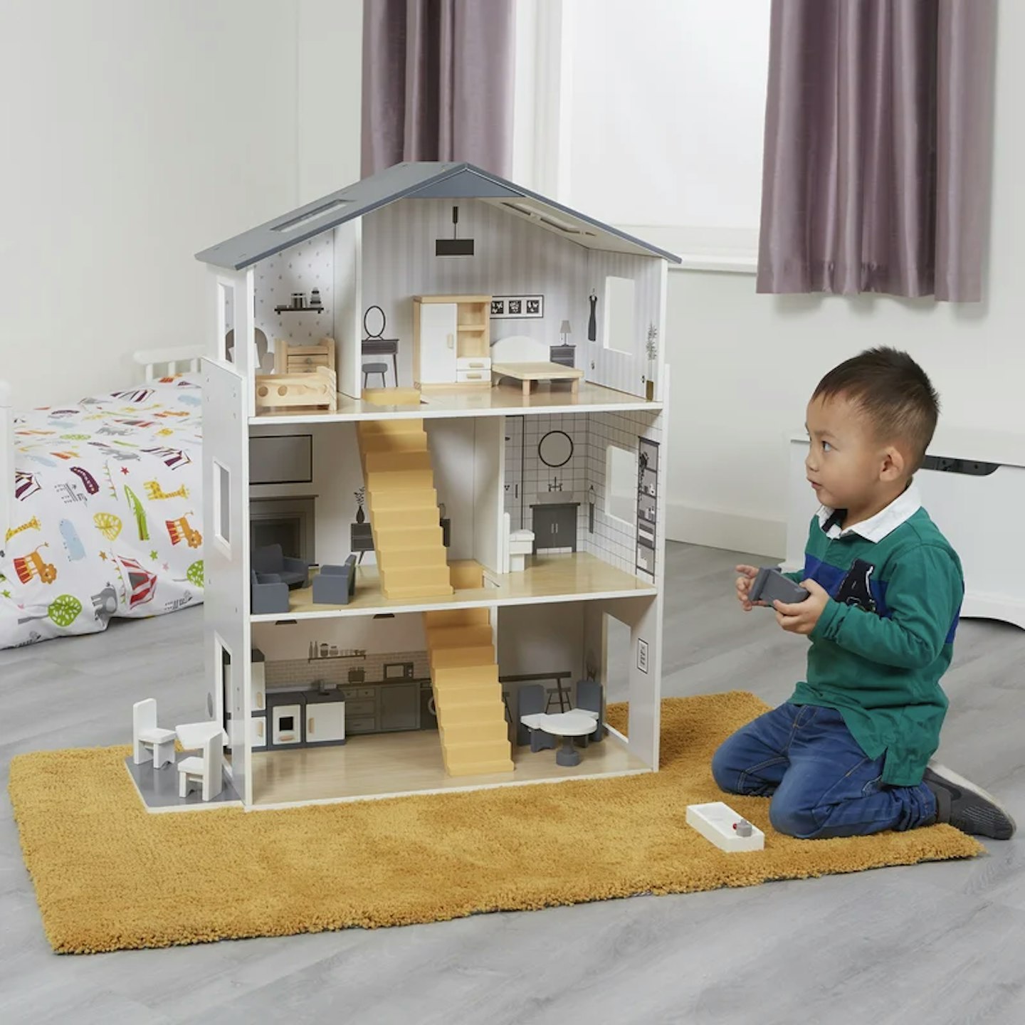 Boyes Kids Dolls House with Handcrafted Wood Furniture Accessories