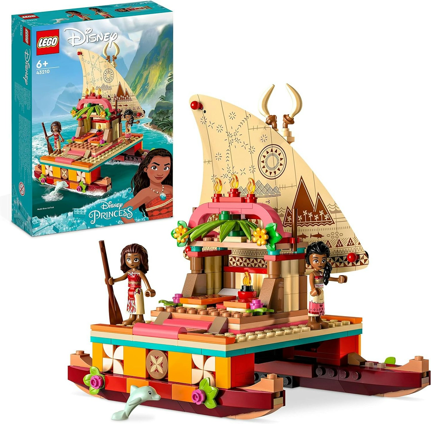 LEGO Disney Princess Moana's Wayfinding Boat Toy with Moana and Sina Mini-Dolls plus Dolphin Figure