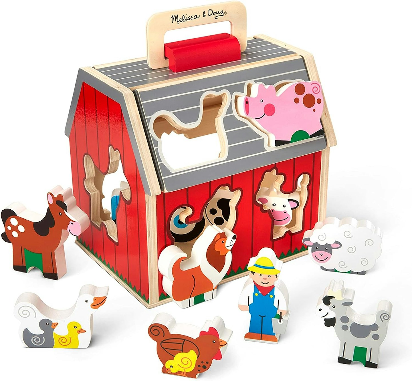 Melissa & Doug Wooden Take-Along Sorting Barn Toy 