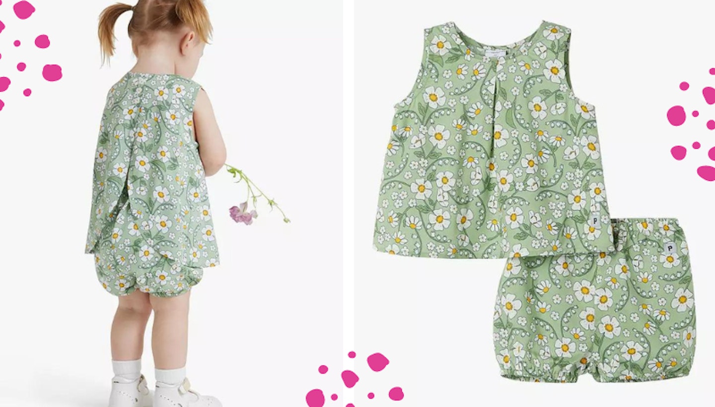 Green floral print top & shorts set by PO.P